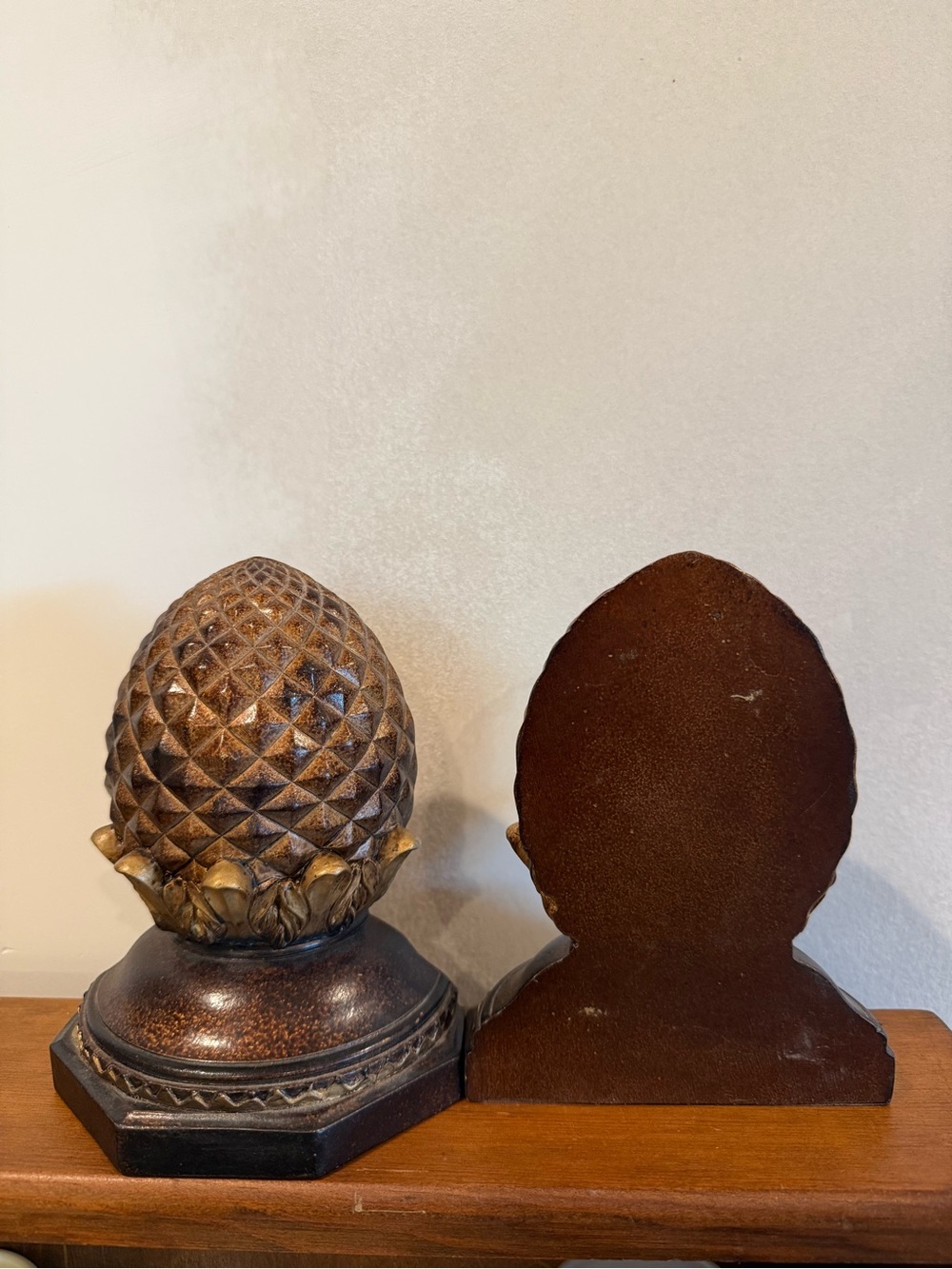 Vintage Faux Wood Pinecone / Pineapple Bookends – Set of 2